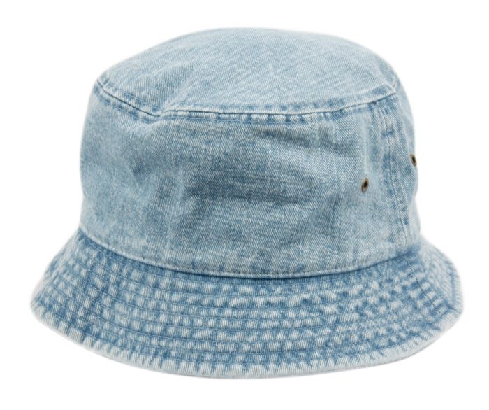 12 Units of Plain Cotton Bucket Hats In Denim Light Blue Bucket Hats
