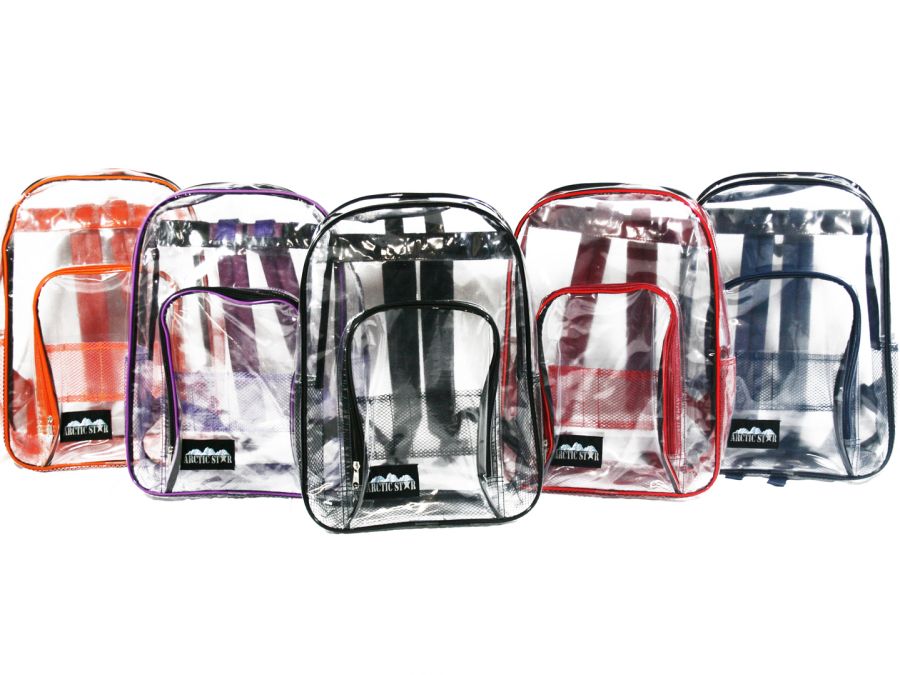 24 Units of Backpack Clear Vinyl Backpacks 17" at