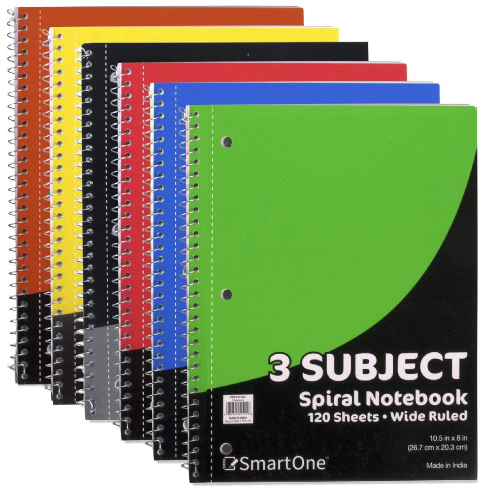24 Units of 3 Subject Notebook Wide Ruled 120 Sheets Notebooks