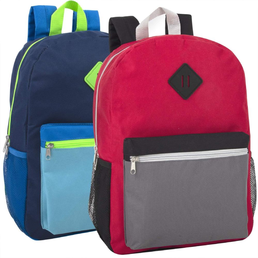 24 Units of 16 Inch Multicolor Backpack With Side Pocket - Backpacks 17 ...