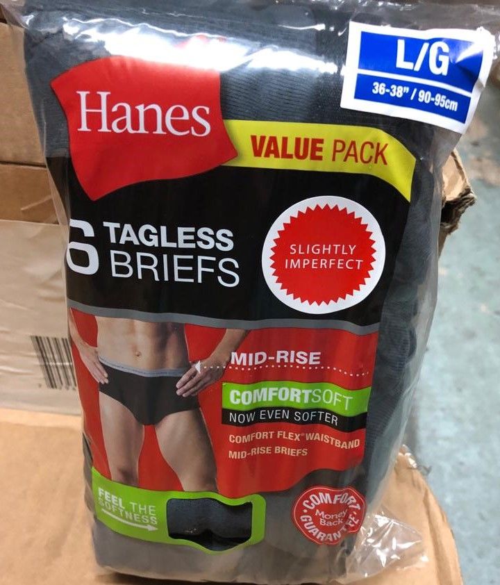 24 Units of Hanes Men's 6 Pack Tagless