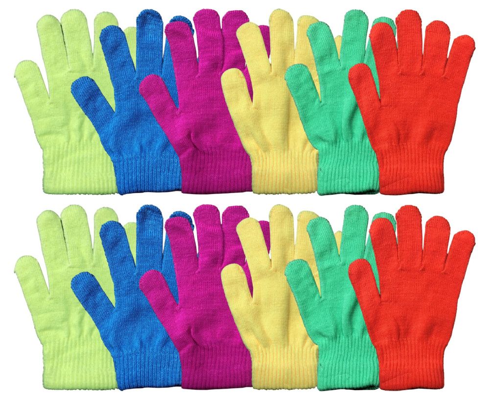 72 Units of Neon Craze Magic Gloves Knitted Stretch Gloves at