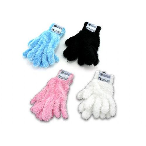 36 Units of Adult Feather Gloves Assorted Colors Knitted Stretch