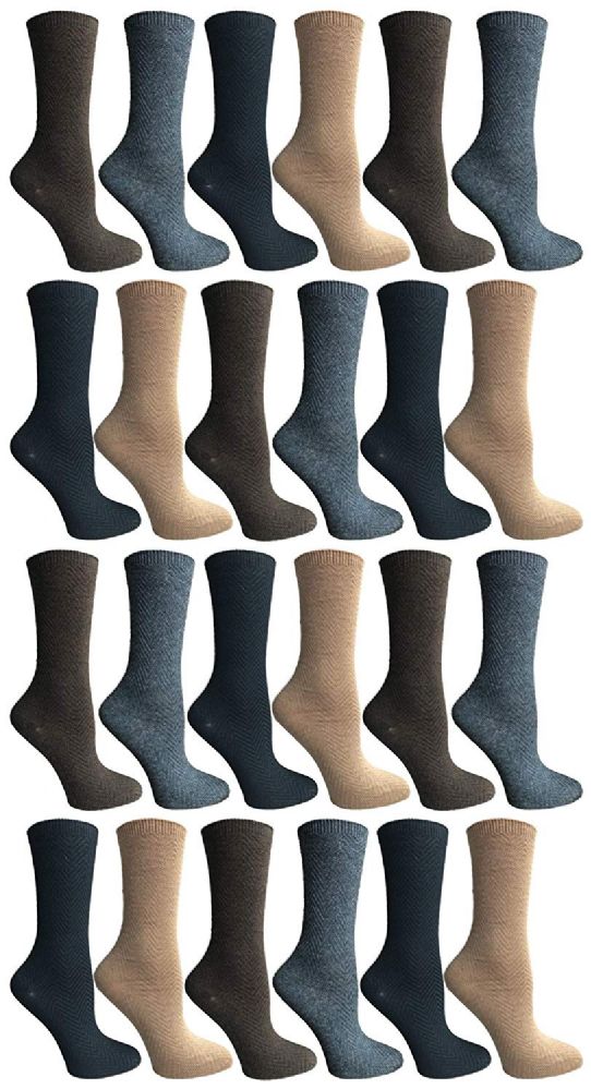 24 Units of Socksnbulk Womens Dress Crew Socks, Bulk Pack Assorted Chic