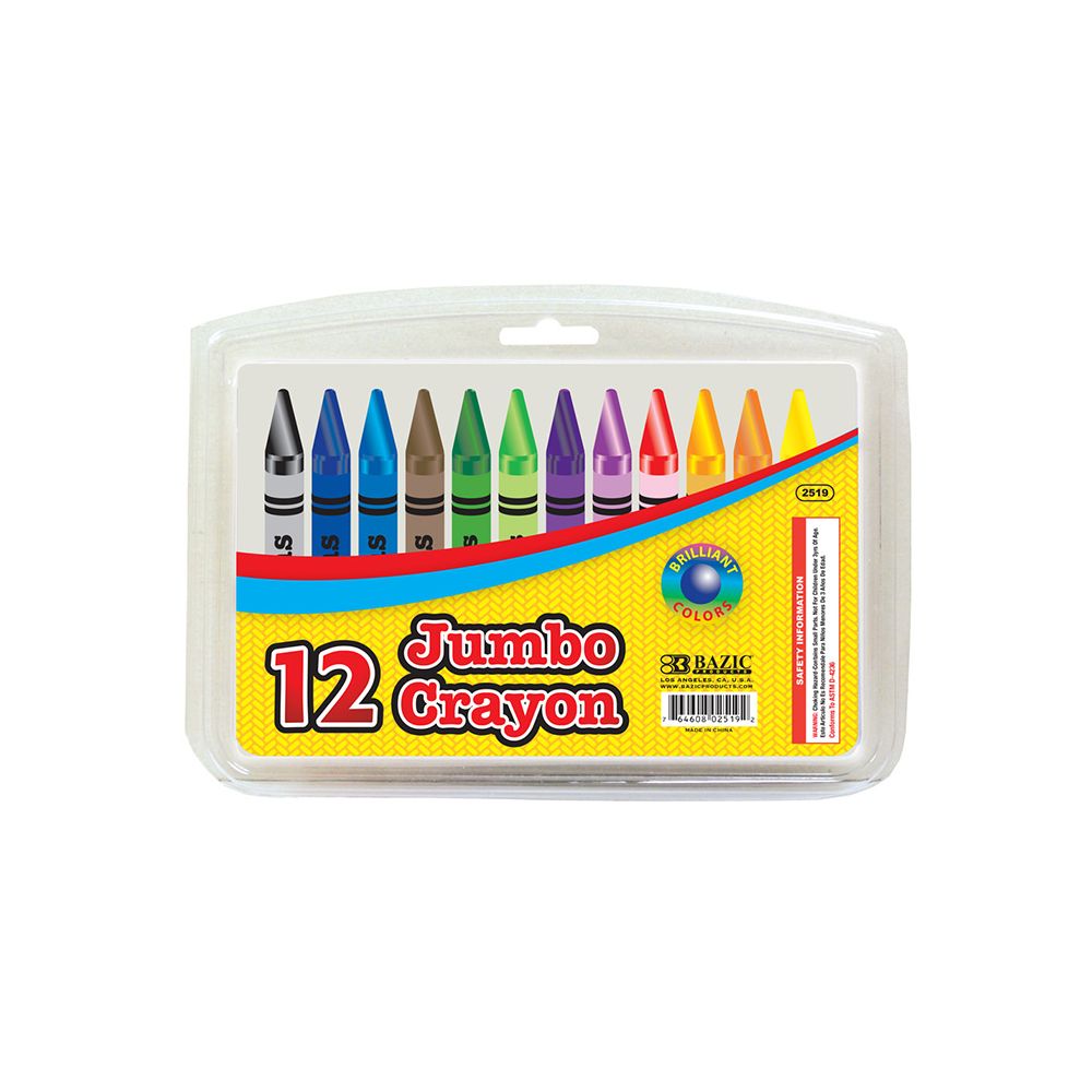 24 Units of 12 Color Premium Quality Jumbo Crayon Chalk,Chalkboards