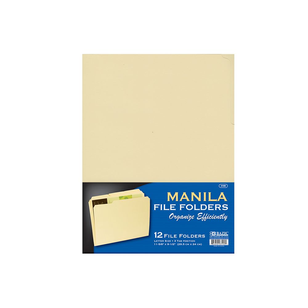 48 Units of 1/3 Cut Letter Size Manila File Folder (12/Pack) at