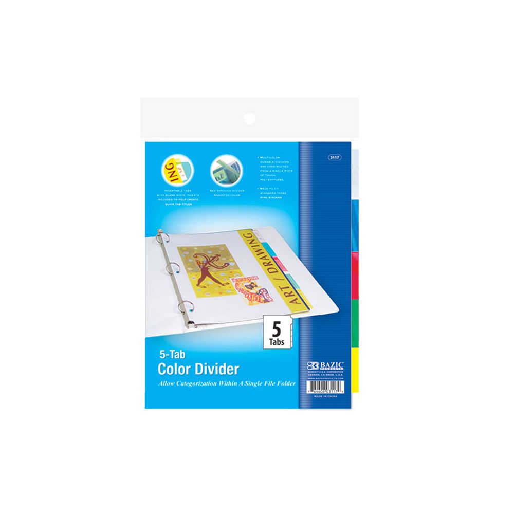 24 units of 3 ring binder dividers w 5 insertable color tabs color tabs