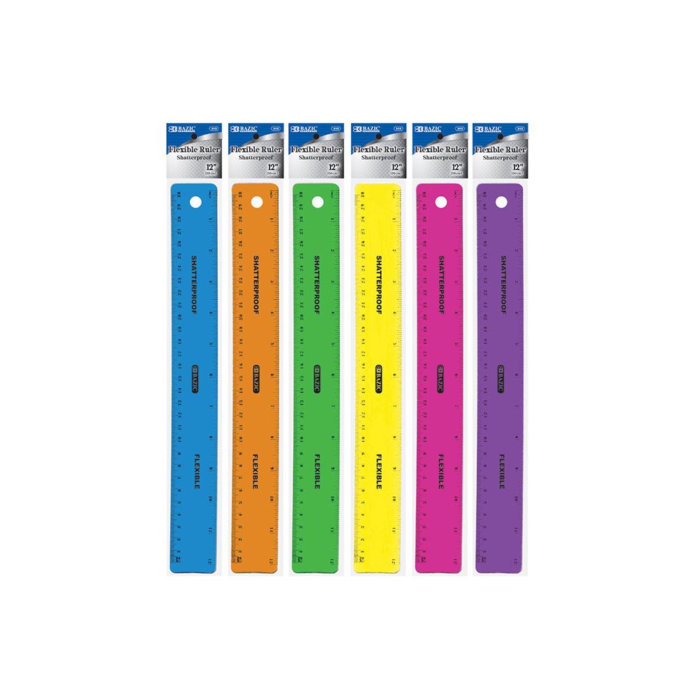 24 Units of 12" (30cm) Shatterproof Flexible Ruler Rulers at
