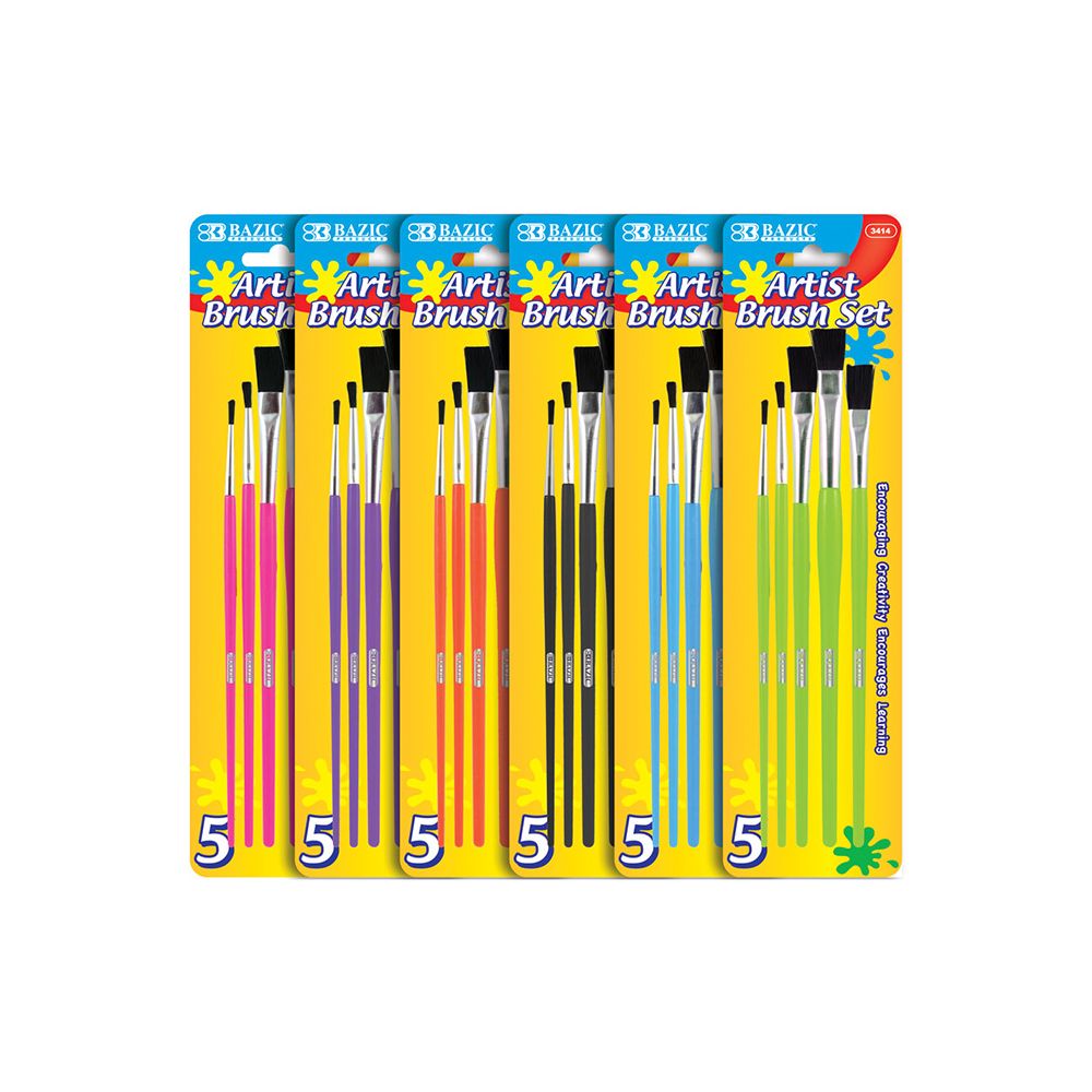 12 Units of Asst. Size Paint Brush Set (5/pack) Paint, Brushes