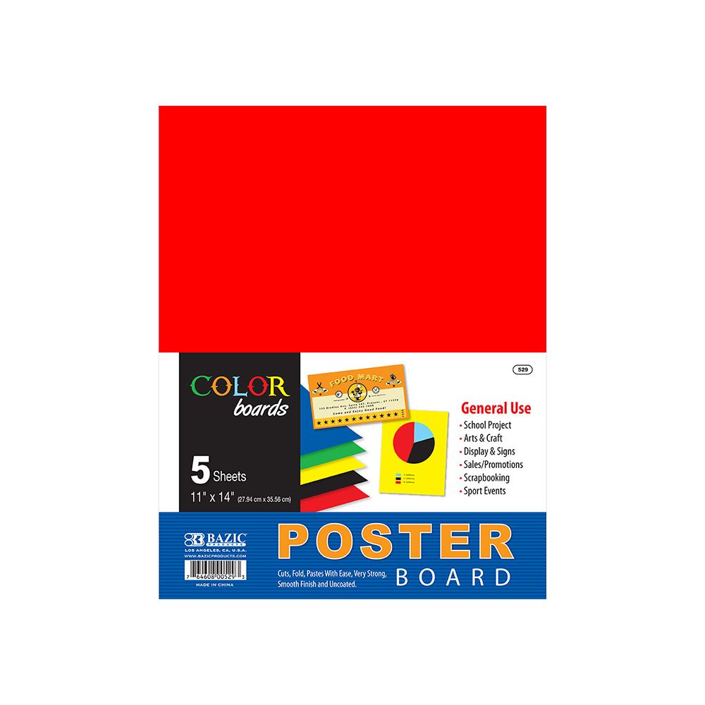 48 Units of 11" X 14" Multi Color Poster Board (5/pack) Poster & Foam