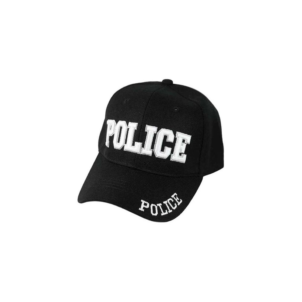 24 Units of BLACK POLICE BASEBALL HAT VELCRO SNAP ACRYLIC BLACK POLICE ...