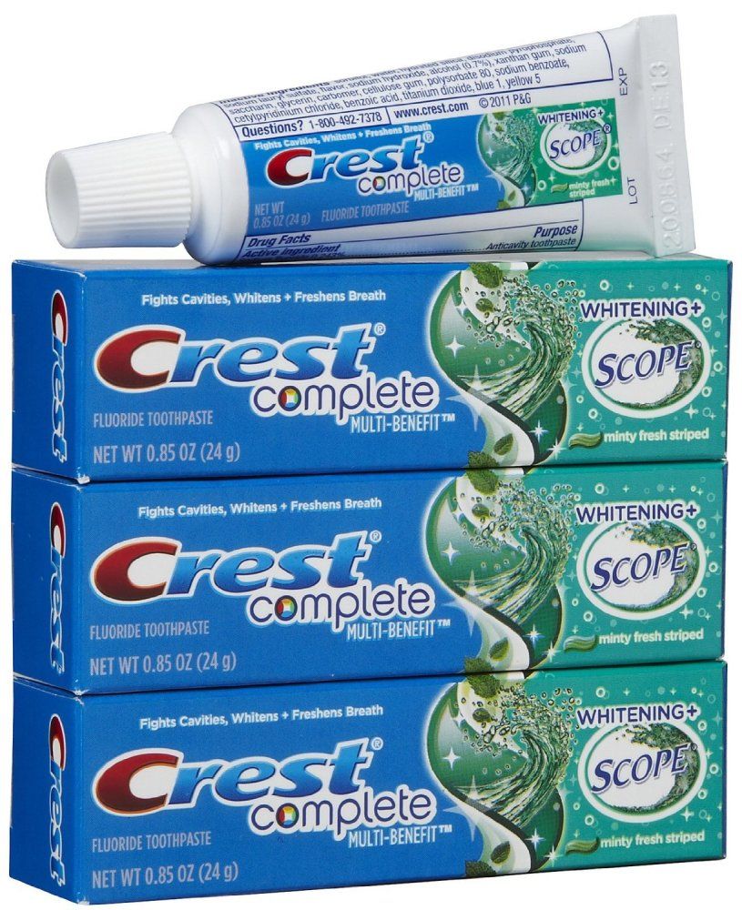 24 Units of Crest W/ Scope White .85 oz Toothbrushes and Toothpaste