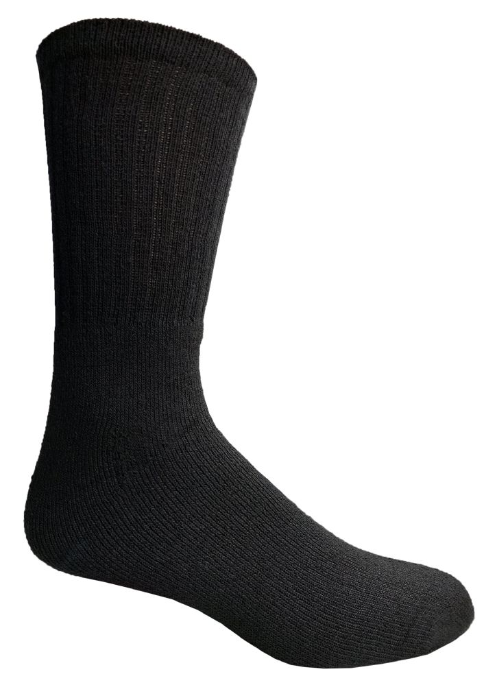 144 Units of Hanes Mens Black Cushioned Crew Socks, Shoe Size 1215