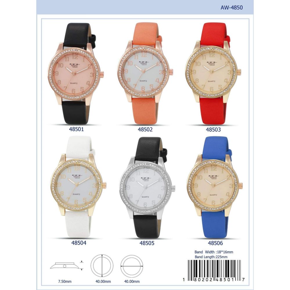 12 Units of 40mm Milano Expressions Vegan Leather Band Watch 48503