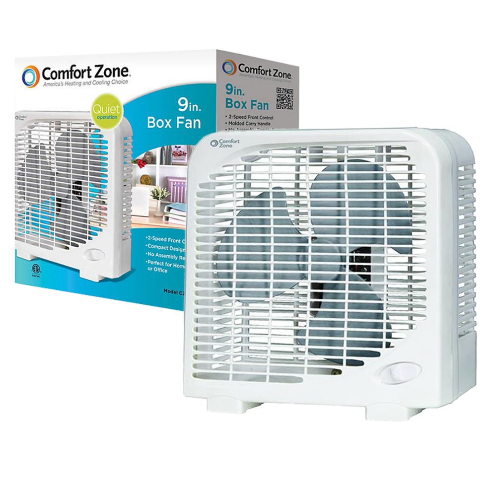 Comfort Zone Fan 9 Inch 2 Speed Box Fan Etl Approved Electric