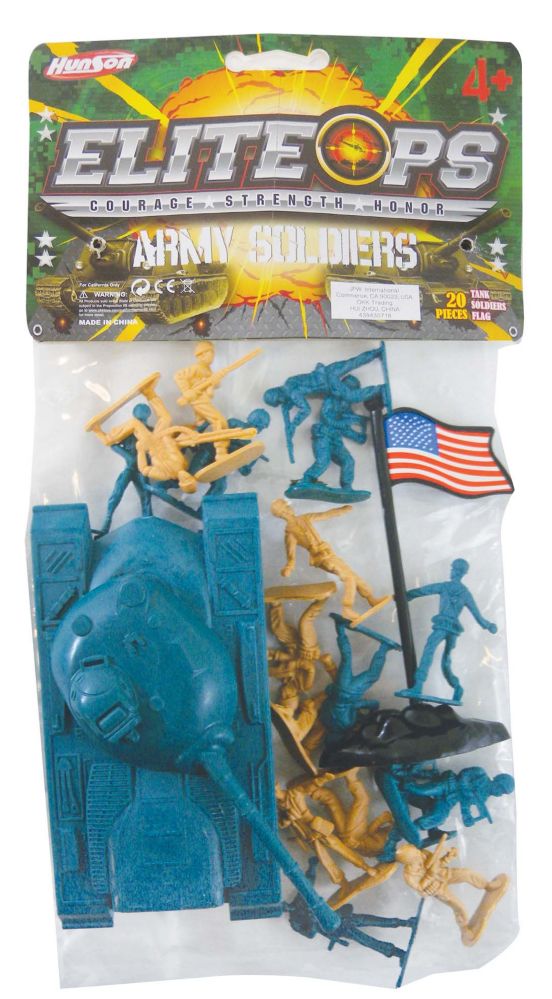 24 Units of Plastic Army 20 Piece Set Tanksoliders And Flag Action