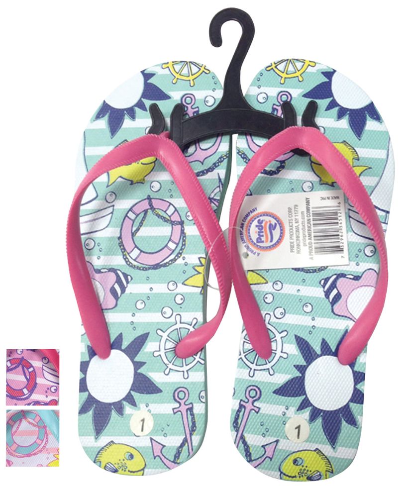 24 Units of GIRLS FLIP FLOP OCEAN ASSORTED SIZES 113 AND COLORS