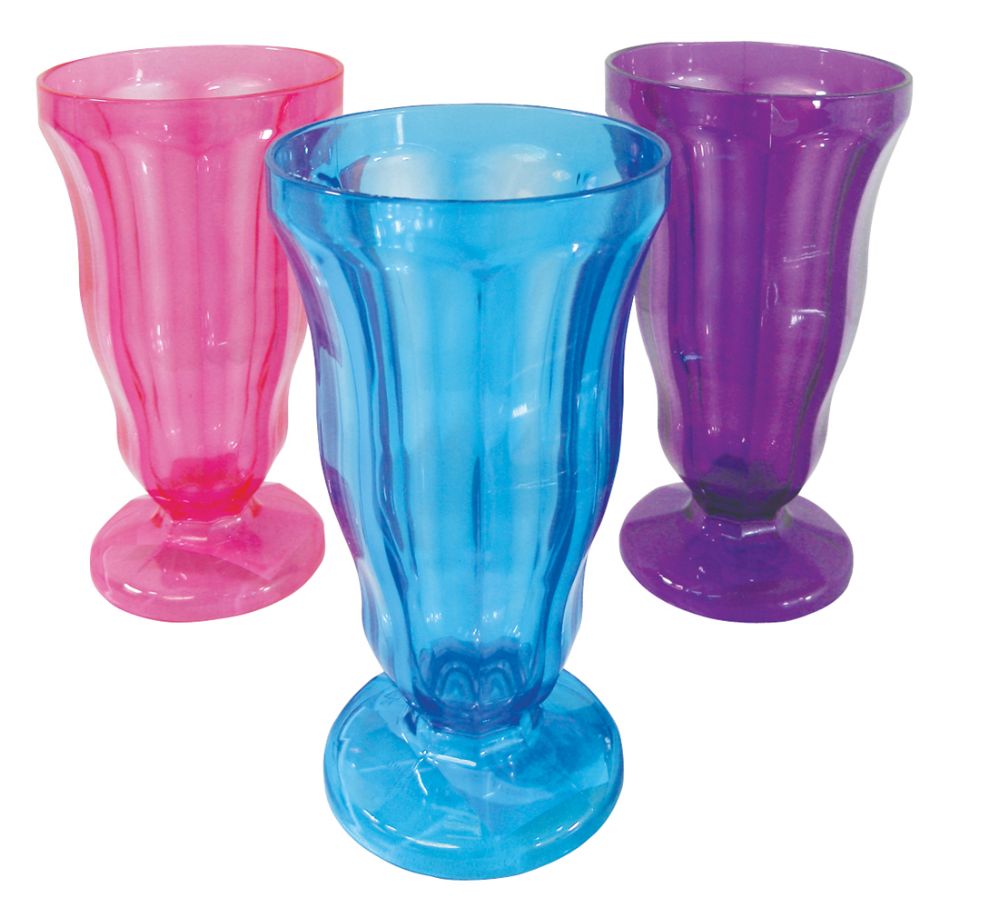 24 Units of Tall Sundae Cup 12 Ounces Plastic Assorted Colors Plastic Drinkware at