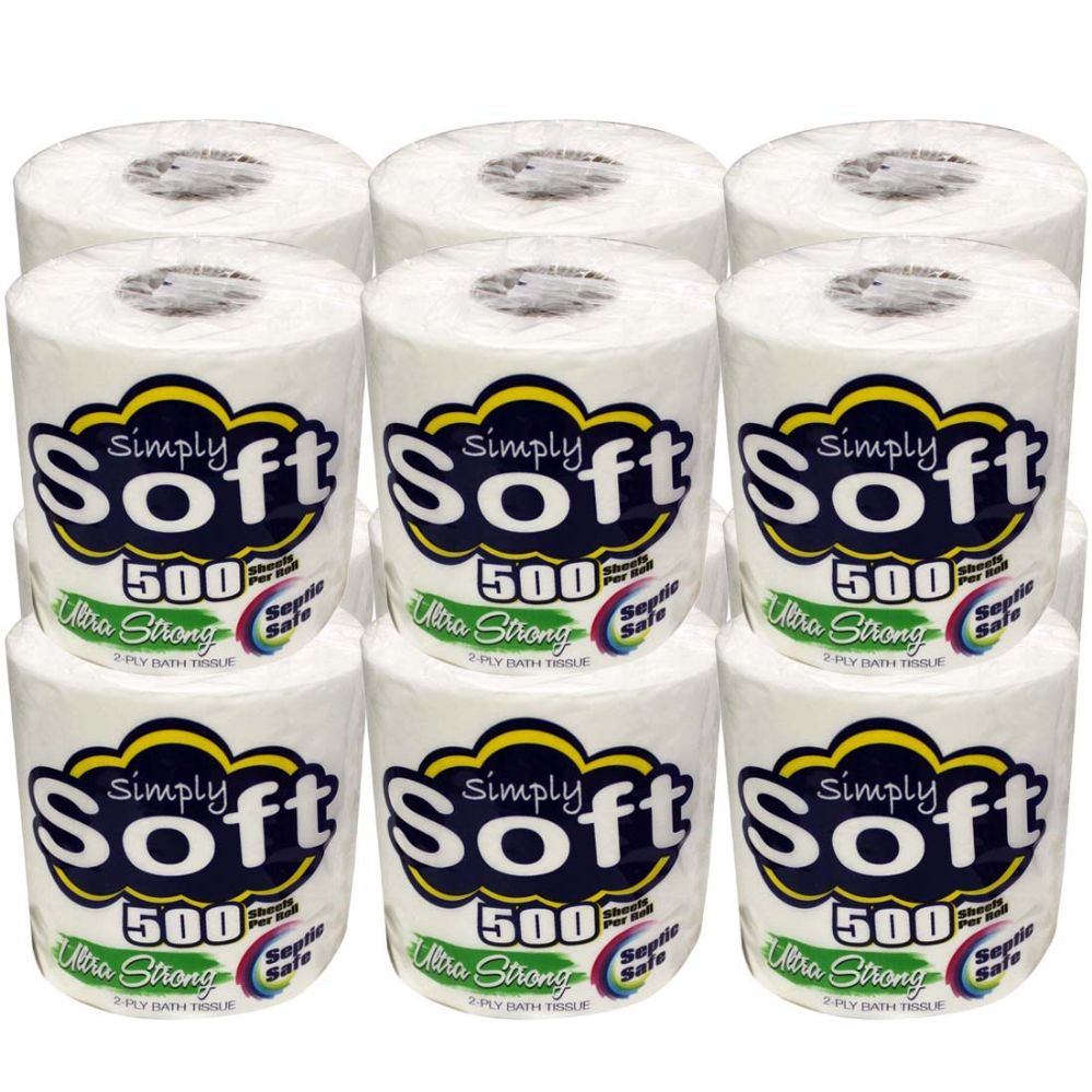 48 Units of Simply Soft Bath Tissue 500 sh Tissues at