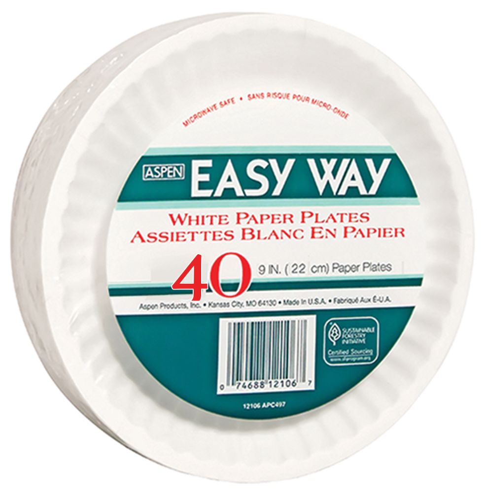 24 Units of EASY WAY 9 40 CT PAPER PLATE MICROWAVE SAFE - Disposable