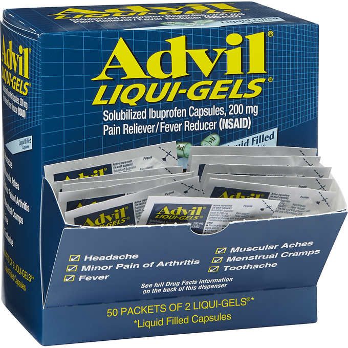 50 Units of Advil Liquid Gel 2pk Box Pain and Allergy Relief at