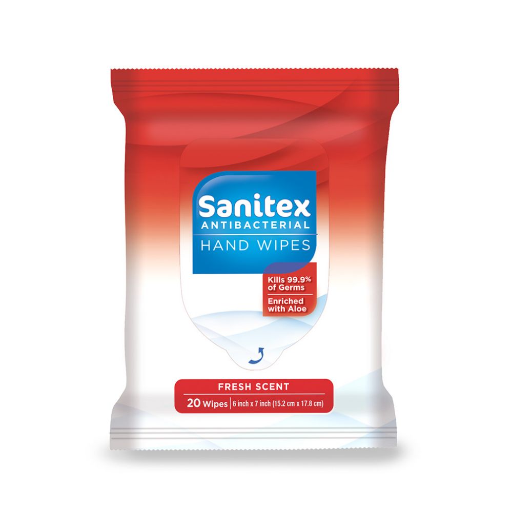 24 Units of Sanitex Antibacterial 20 Ct Hand Wipes Fresh Scent Made In Usa PPE Sanitizer at