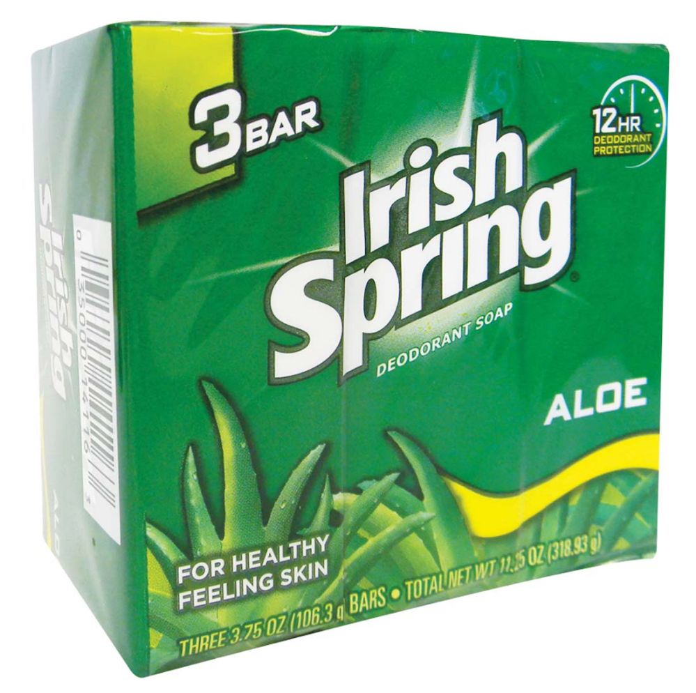 18 Units of Irish Spring Aloe Vera 3 Pk Bar Soap 90g Each Bar Soap
