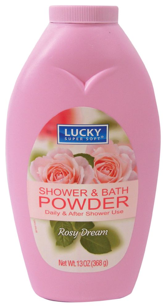 12 Units of LUCKY SUPER SOFT SHOWER AND BATH BODY POWDER 13 OUNCE ROSE
