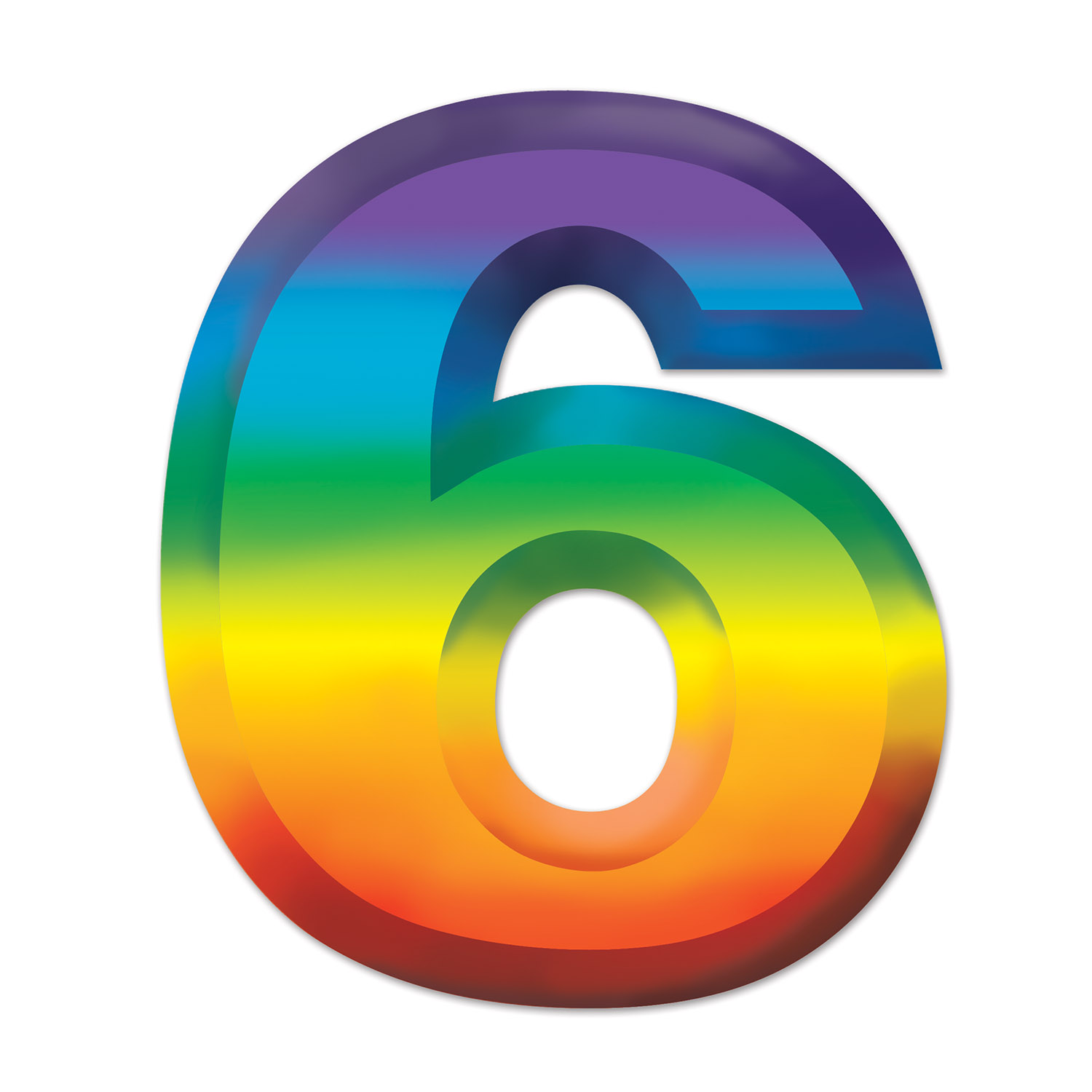 24 Units Of Multi-color Plastic 3-d Number 6