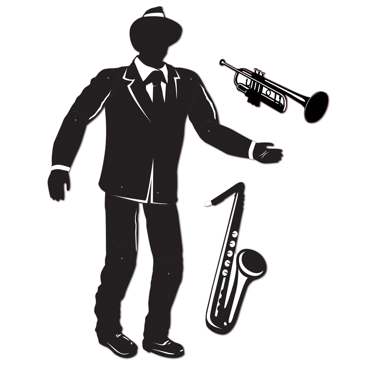 12 Units Of Jointed Jazz Musician Sax Trumpet Cutouts Included