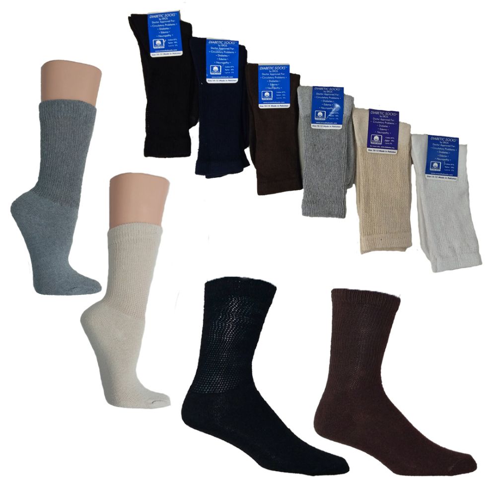 36 Units of Knit Crew Diabetic Socks Custom Assortment Men's