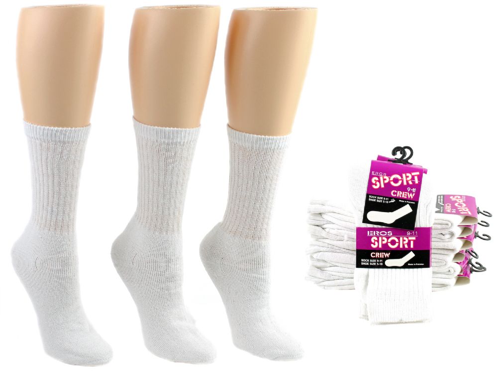 24 Units of Women's Athletic Crew Socks White Size 911 at