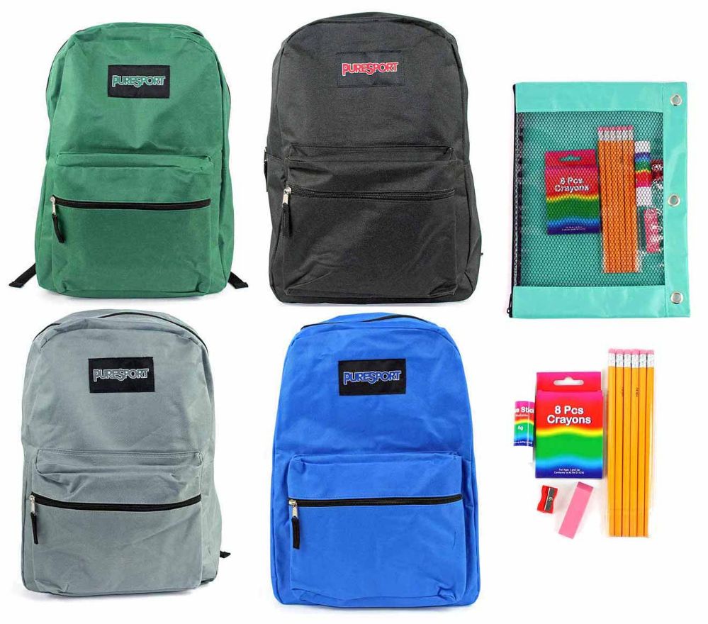 24 Units of 15" Classic PureSport Backpack & Elementary School Supply