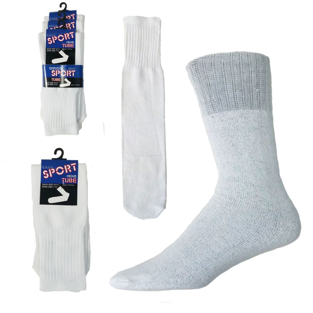 24 Units of Men's Athletic White Tube Socks at