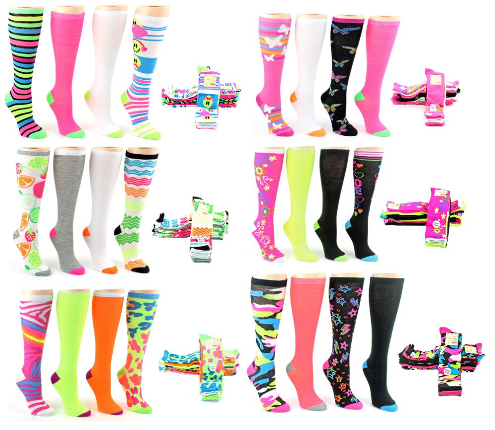 pink and black knee high socks