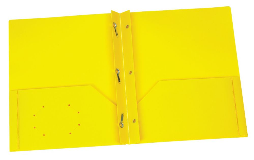 5 Units of Yellow Two Pocket Poly Portfolio With Prongs Folders