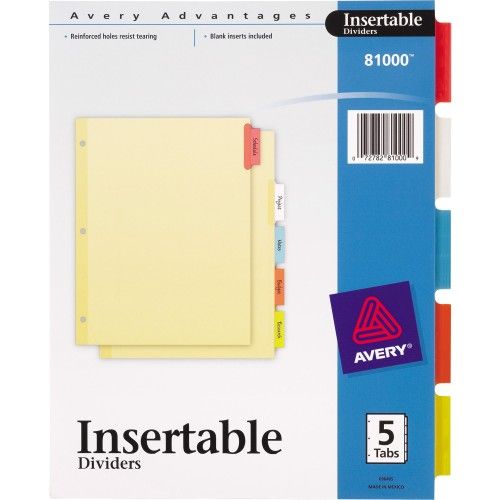 avery 3 hole 5 tab divider dividers index cards at tab index cards