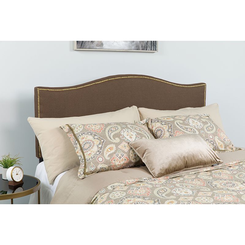 Lexington Upholstered Twin Size Headboard With Accent Nail Trim In Dark
