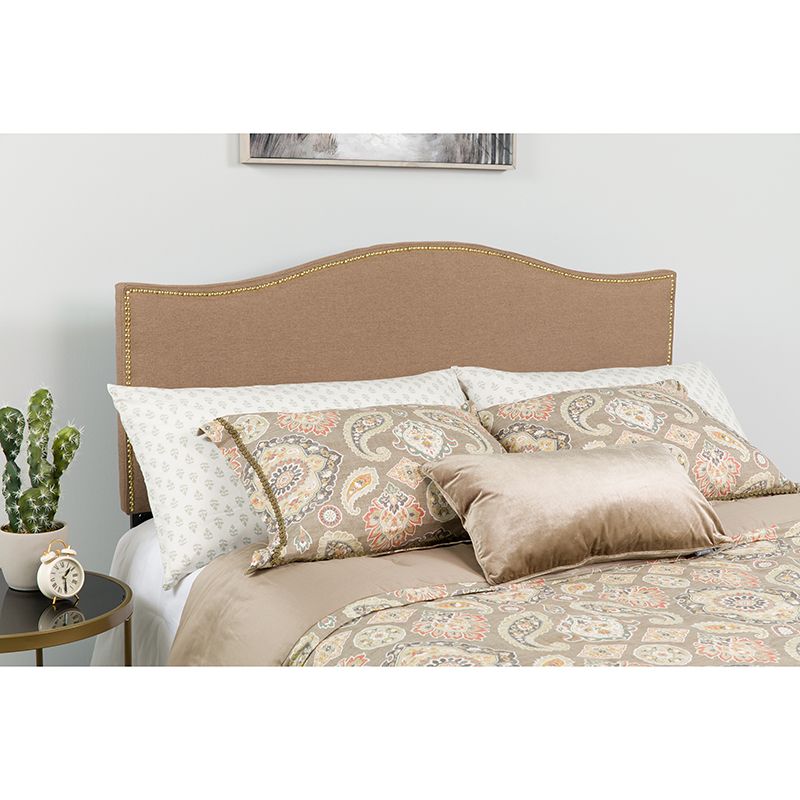 Lexington Upholstered Full Size Headboard With Accent Nail Trim In