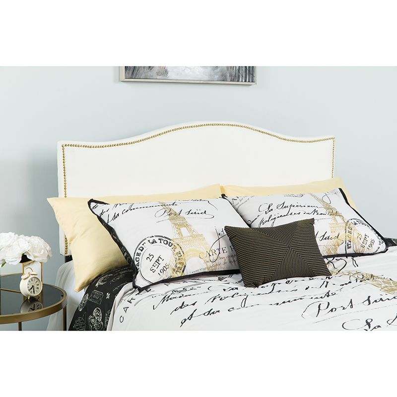 Lexington Upholstered King Size Headboard With Accent Nail Trim In