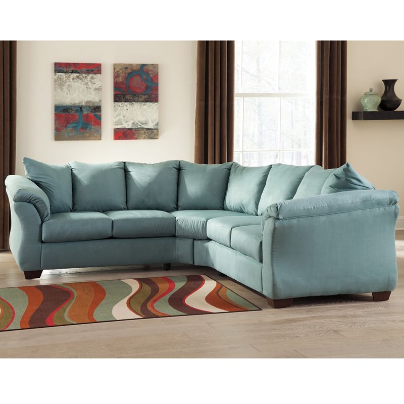Signature Design By Ashley Darcy Sectional In Sky Microfiber Sectionals at