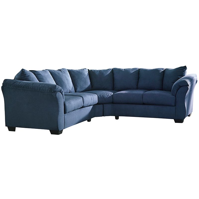 Signature Design By Ashley Darcy Sectional In Blue Microfiber