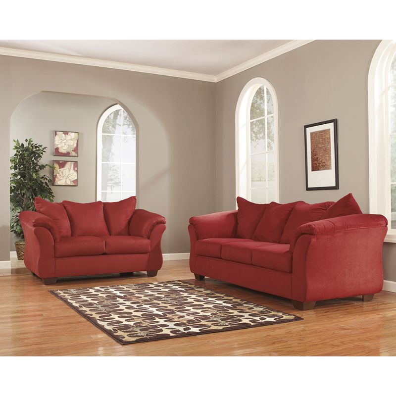 Signature Design By Ashley Darcy Living Room Set In Salsa Microfiber