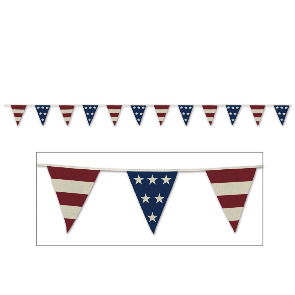 12 Units of Americana Fabric Pennant Banner 12 pennants/string Party Banners at