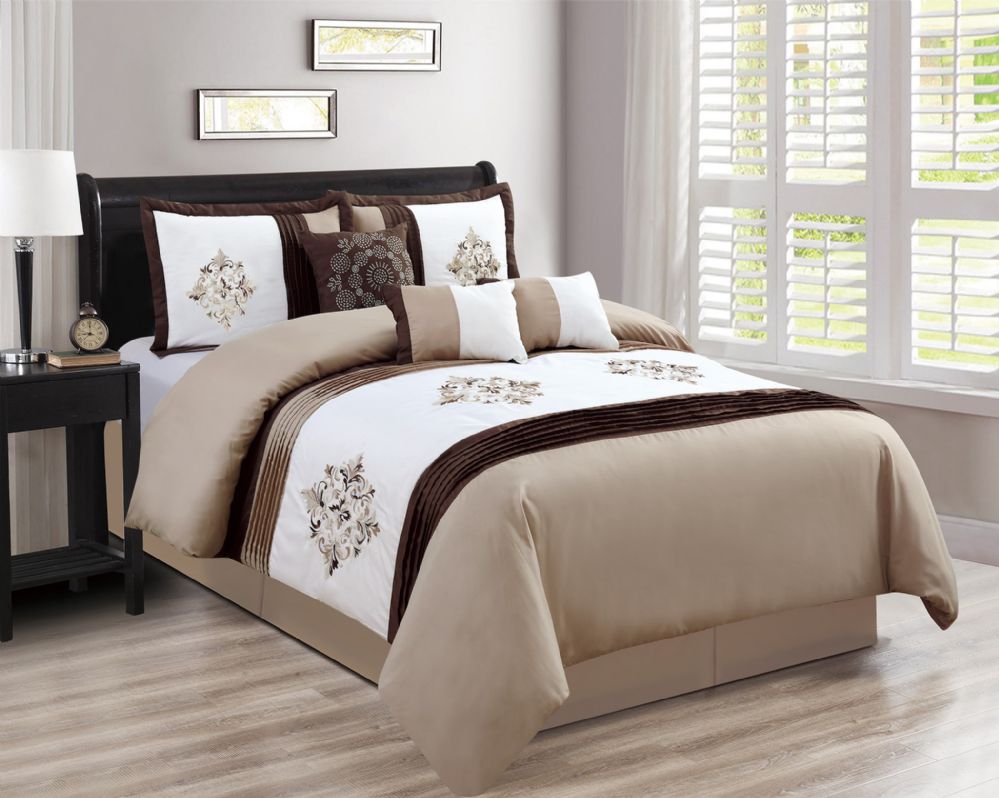 3 Units of Collins King Size Beige 7 Piece Bedding Set Comforters
