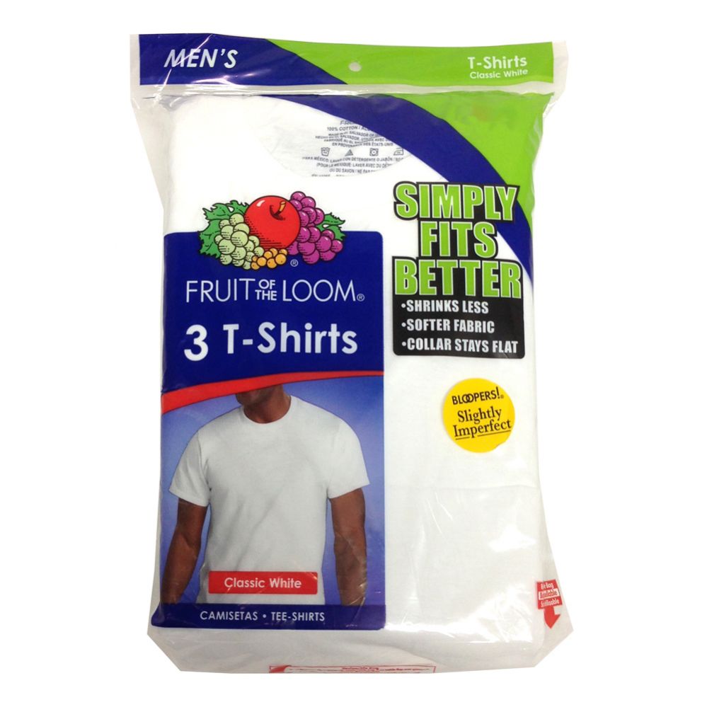 24 Units of Fruit Of The Loom Mens 3 Pack White Crew Neck T Shirts ...