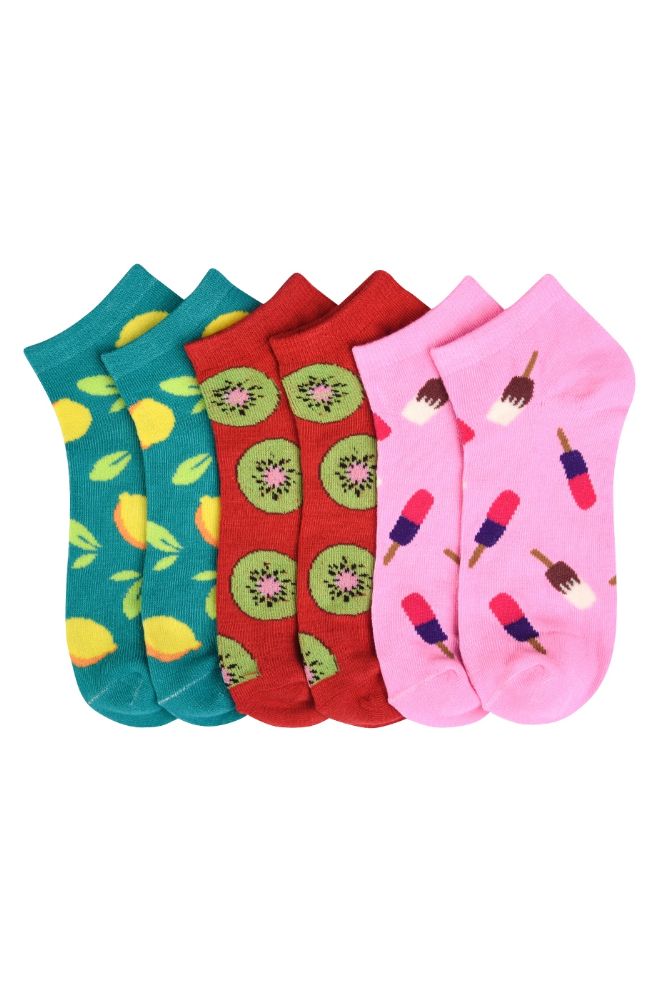 432 Units of Girls Printed Casual Spandex Ankle Socks Size 68 Girls
