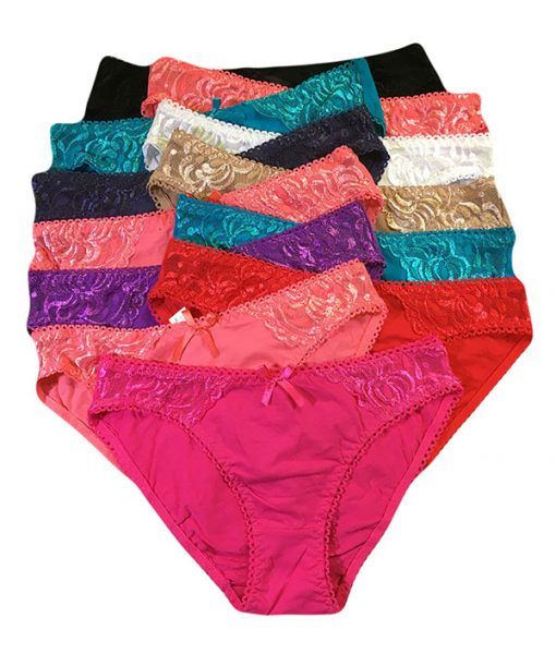36 Units of Grace Ladys Cotton Bikini Assorted Color Size Xlarge