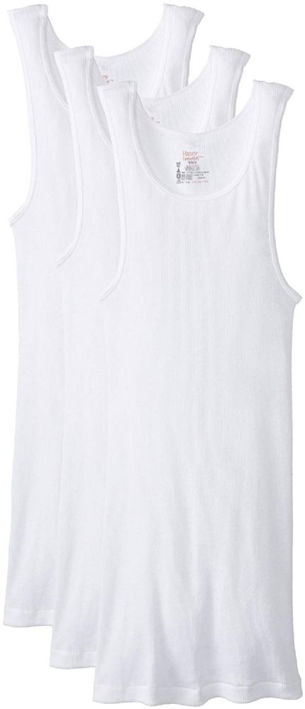 Hanes Classics Men's Tagless Comfortsoft White A-Shirt 3-Pack Size L ...