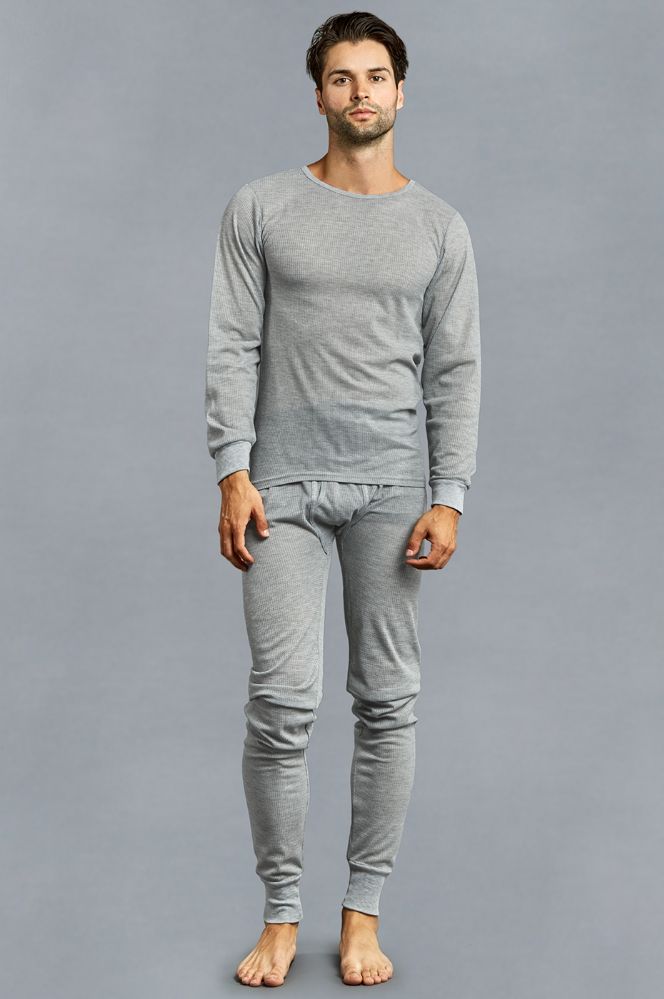 12 Units of Men's Thermal Top And Bottom Set Color Heather Grey Size ...